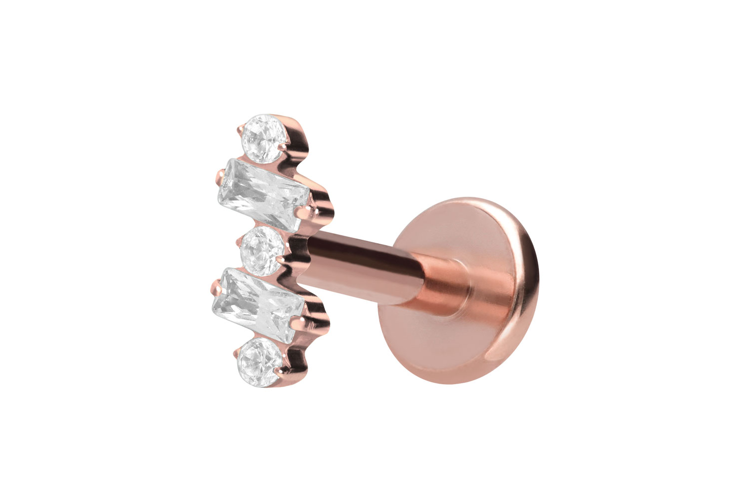 Titan Labret Piercing mit Push Fit EINGEFASSTE KRISTALLE